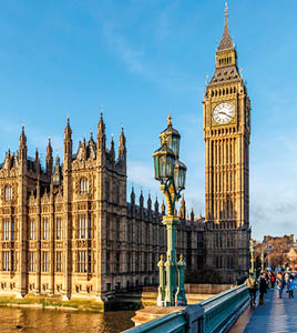 Big ben clock tower in winter sunny morning, London