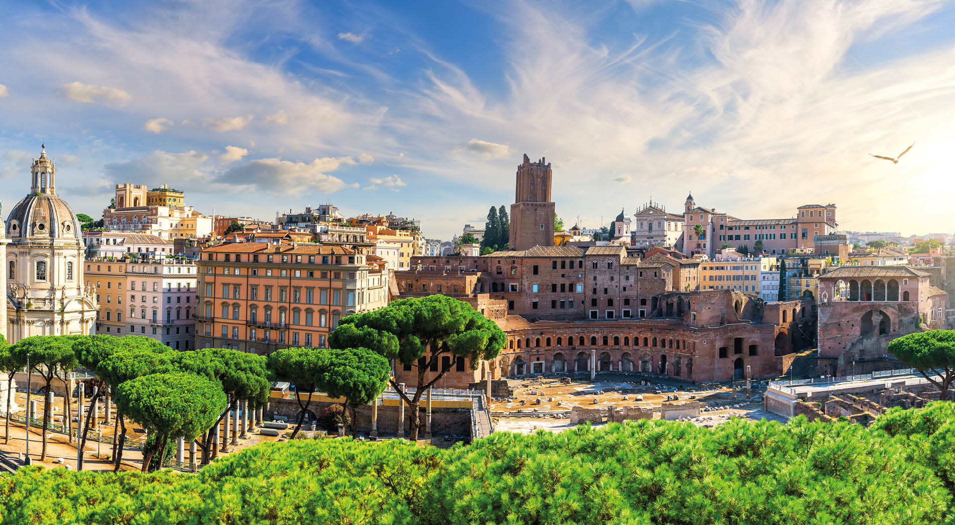 Trajan's forum in Rome, full panorama, Italy.