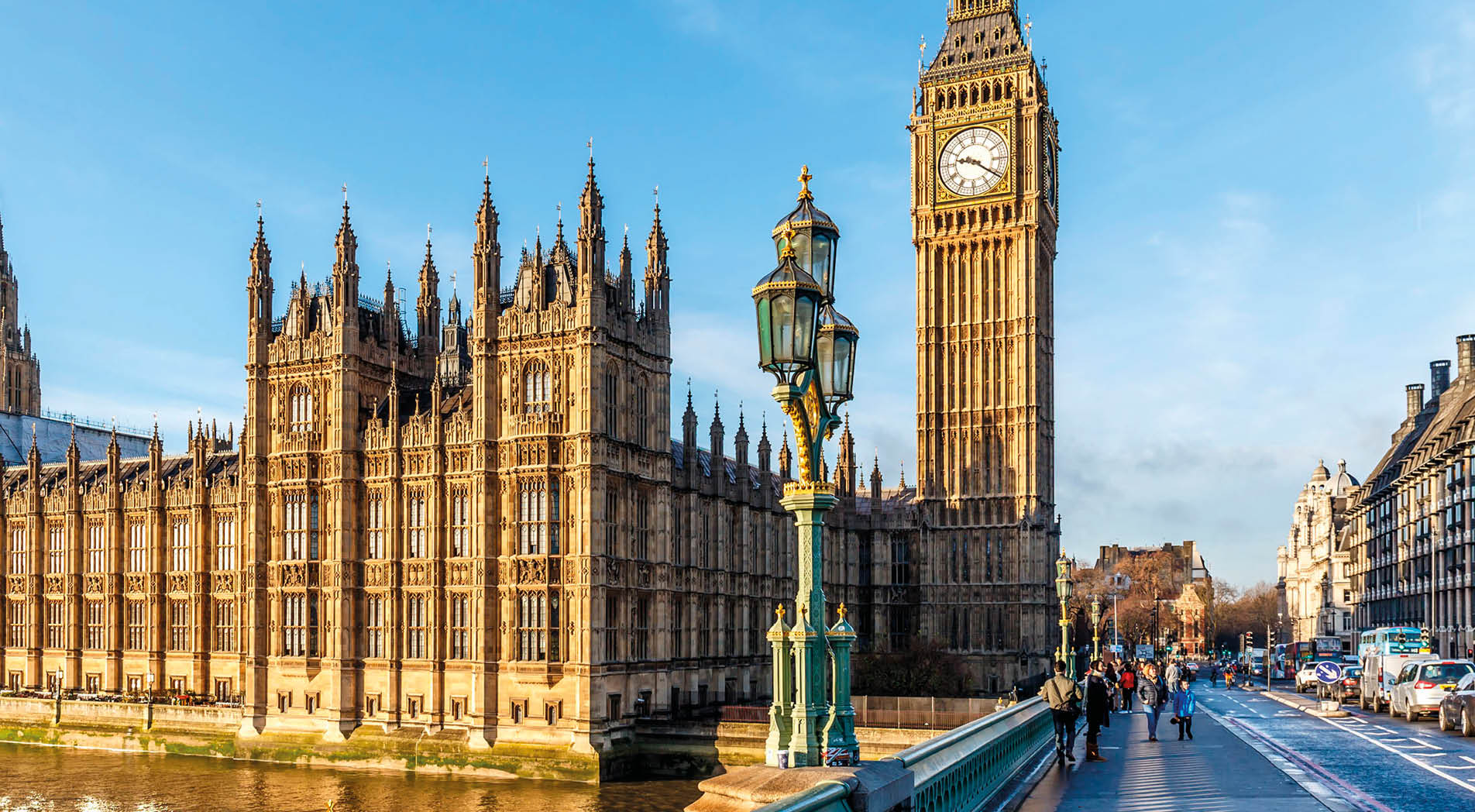 Big ben clock tower in winter sunny morning, London