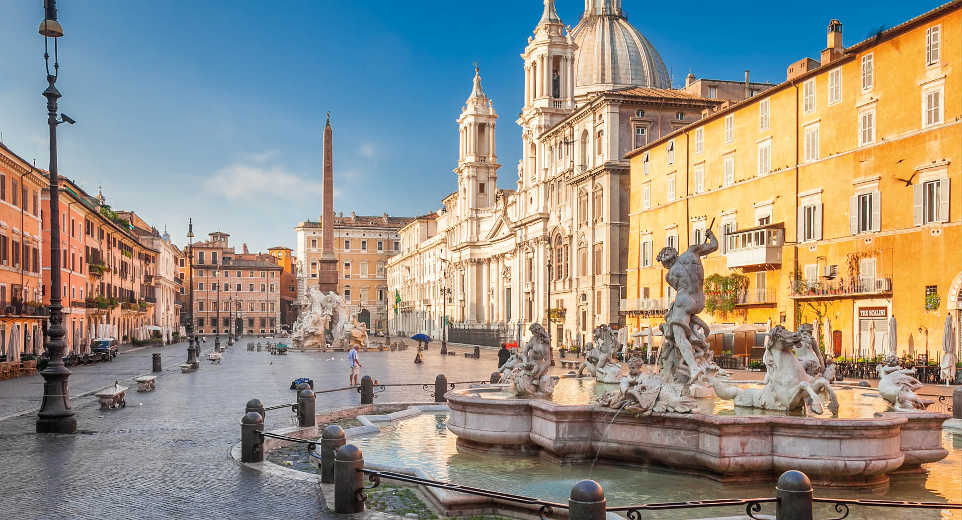 Navona square, Rome. On the foreground the Neptune fountain by Bernini