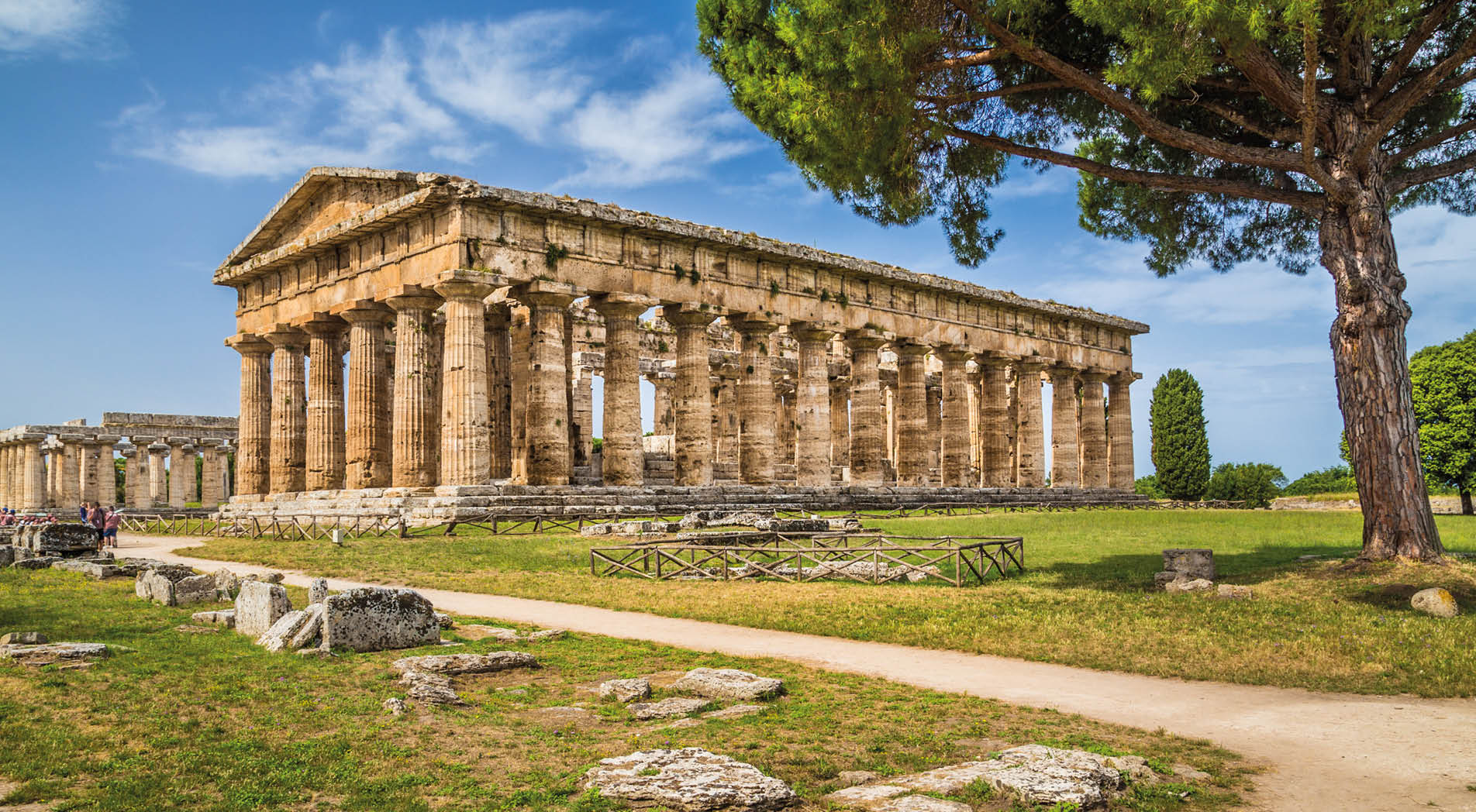 Temple of Hera at famous Paestum Archaeological UNESCO World Heritage Site, which contains some of the most well-preserved ancient Greek temples in the world, Province of Salerno, Campania, Italy.