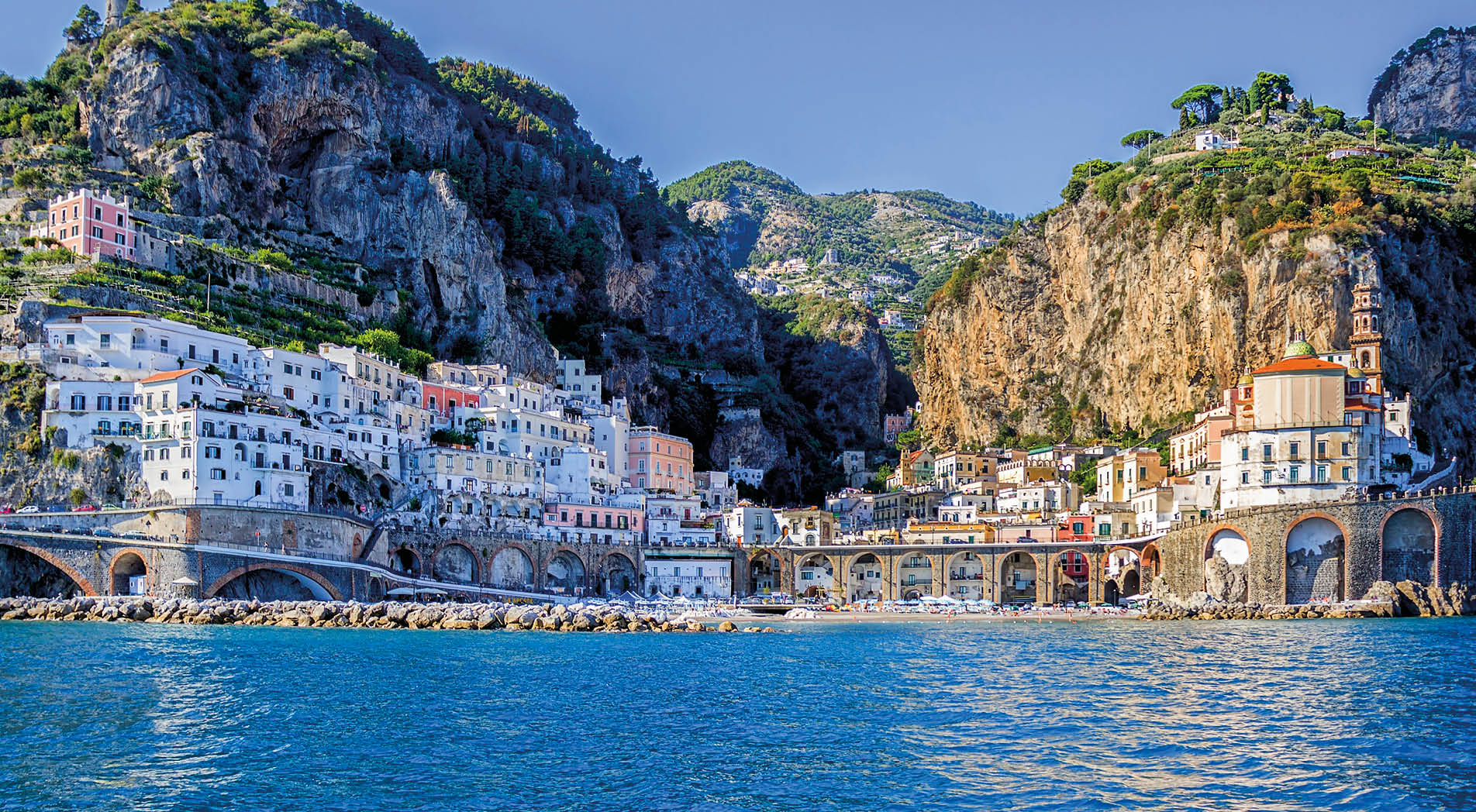 View of Salerno, Italy, from a pleasure boat.