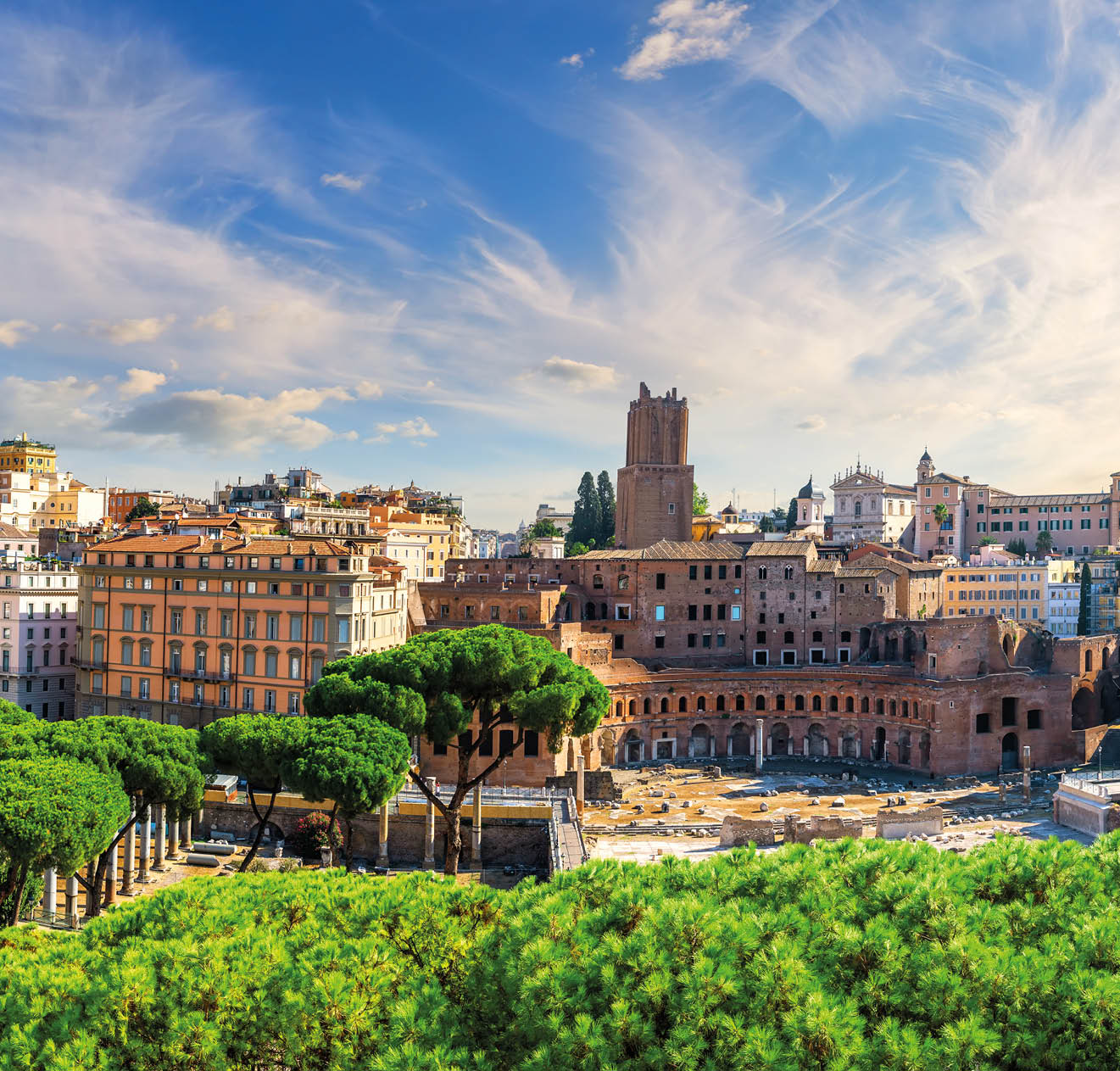 Trajan's forum in Rome, full panorama, Italy.