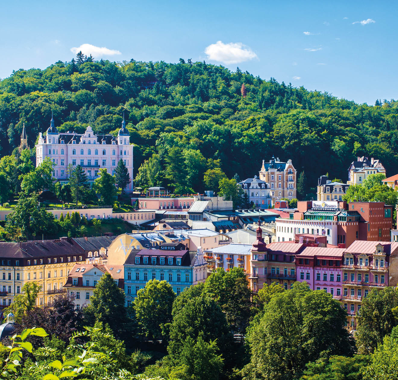 Panorama of spa town Karlovy Vary, Czech Republic
