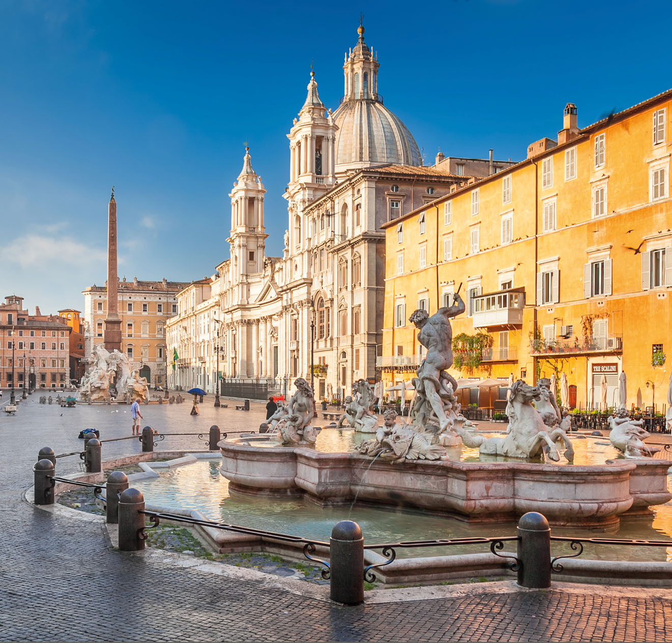 Navona square, Rome. On the foreground the Neptune fountain by Bernini