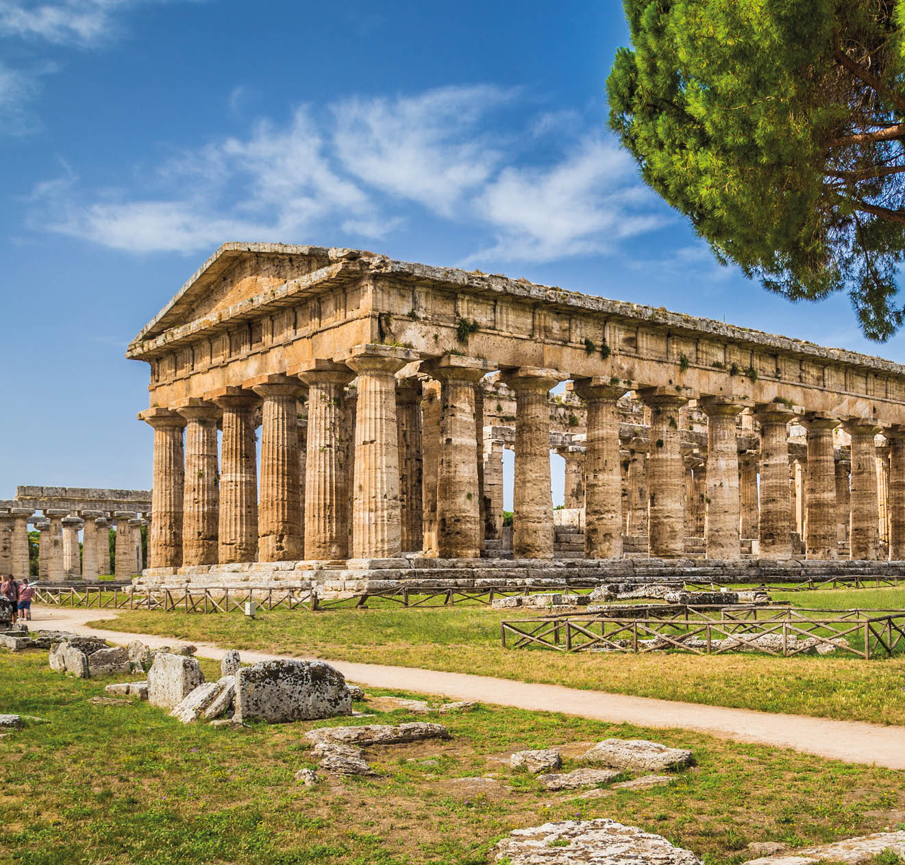 Temple of Hera at famous Paestum Archaeological UNESCO World Heritage Site, which contains some of the most well-preserved ancient Greek temples in the world, Province of Salerno, Campania, Italy.