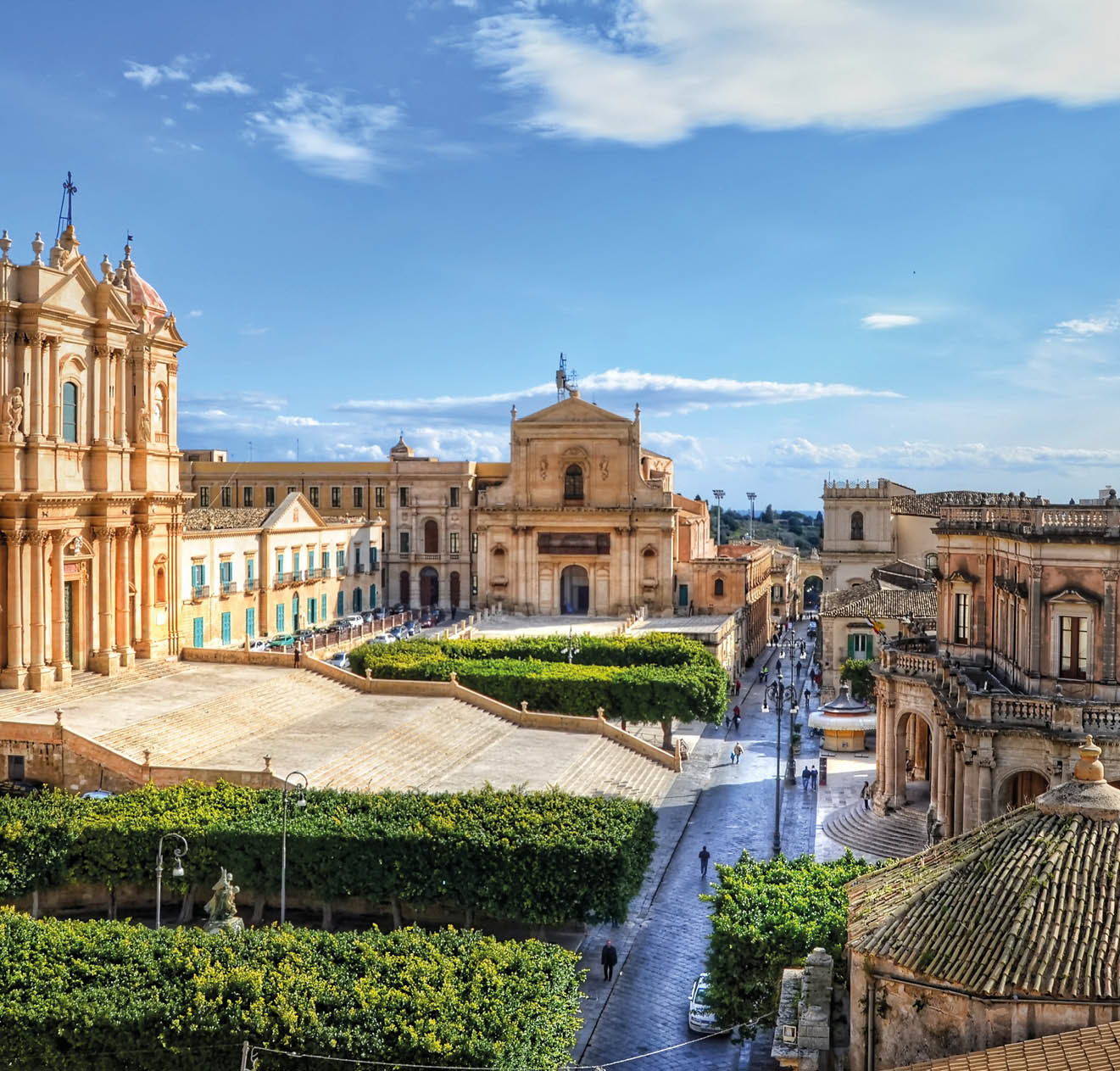 View on the main square of the old city of Noto, Sicily