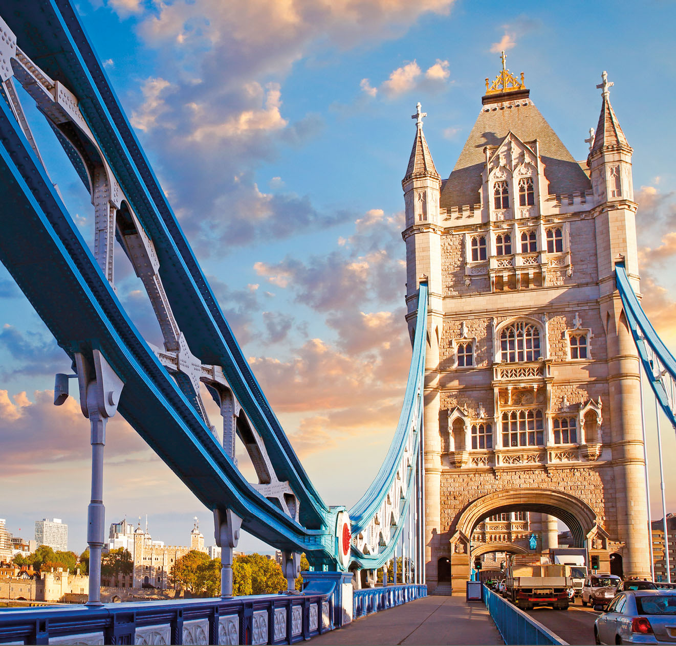 London with Tower Bridge, The Tower and modern buildings on the bank of river Thames