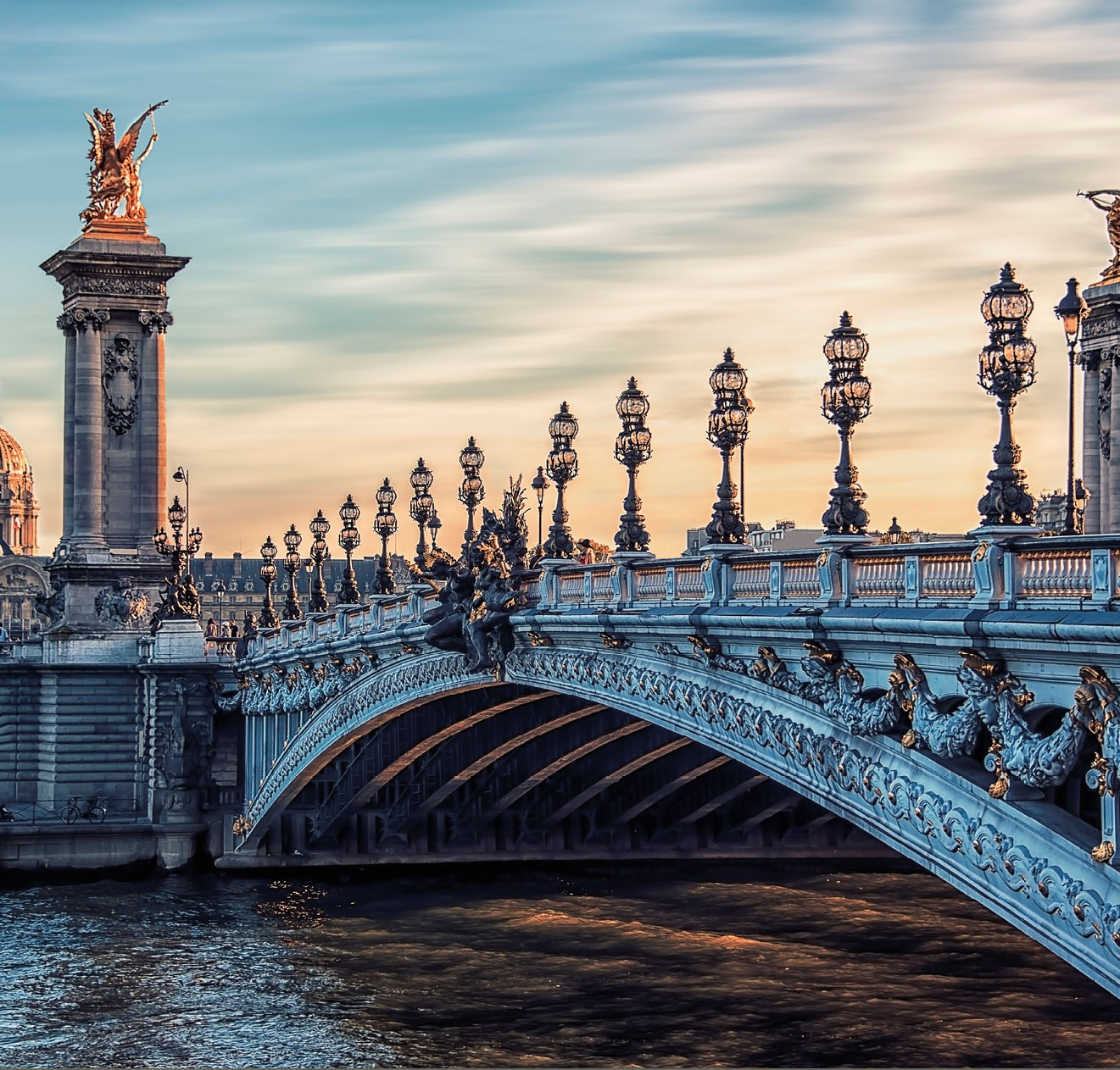 Bridge Alexandre III and Hotel des Invalides in Paris