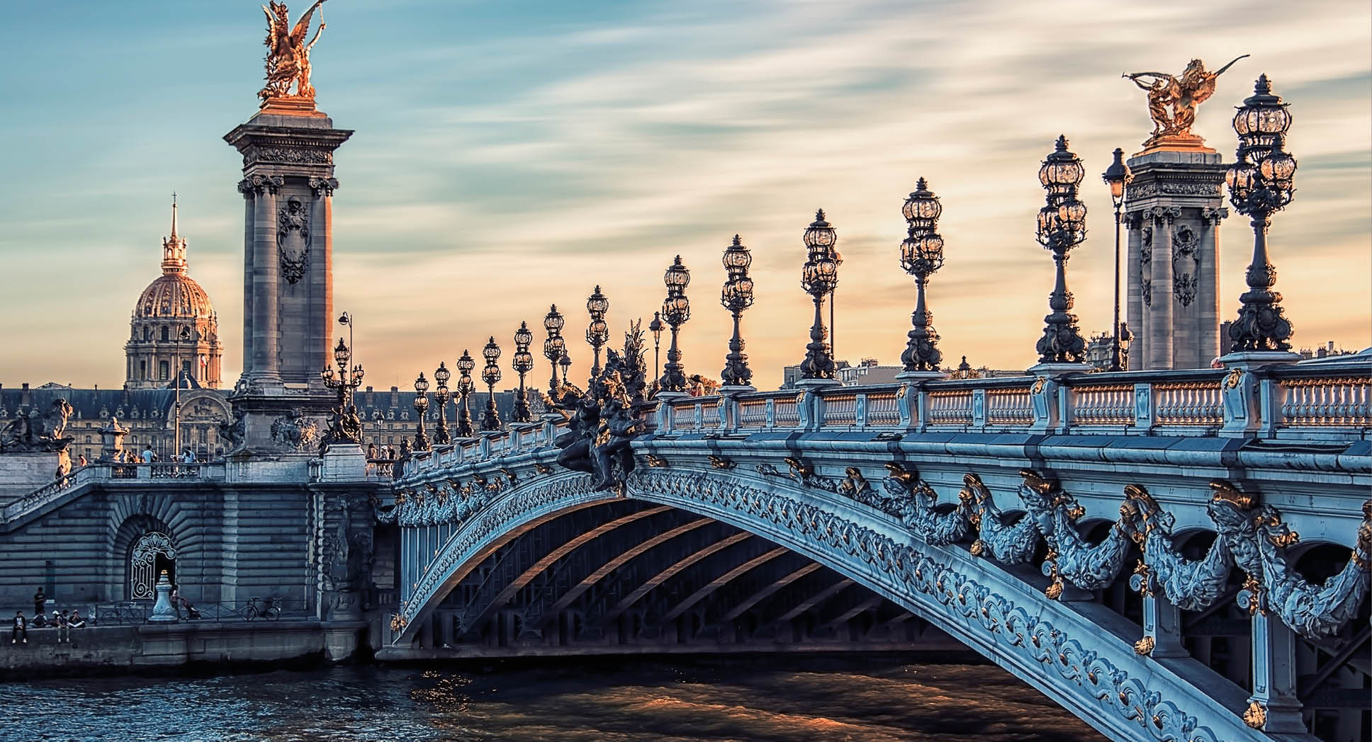 Bridge Alexandre III and Hotel des Invalides in Paris