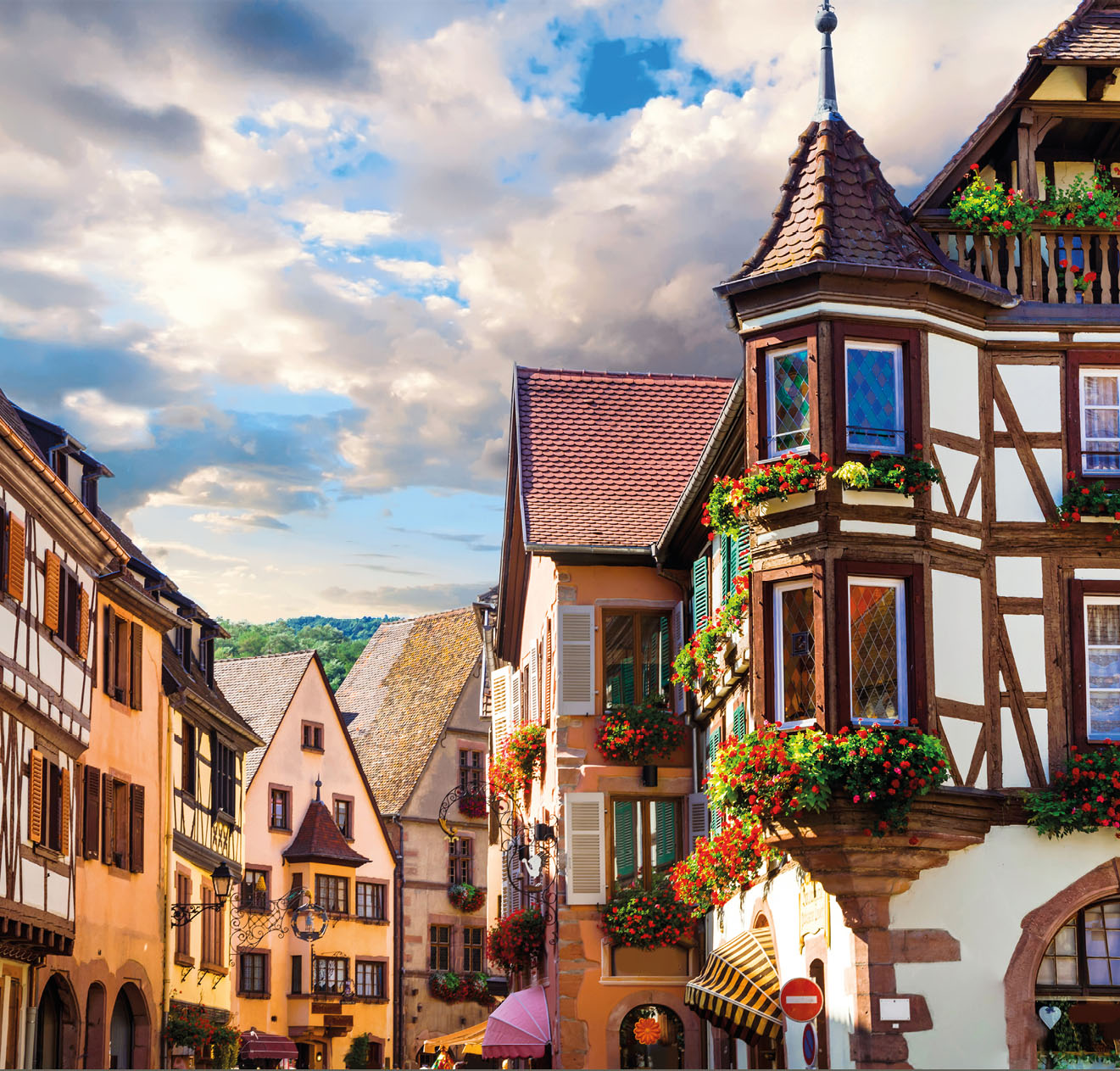 pictorial small colorful towns of Alsace region in France (border with Germany)