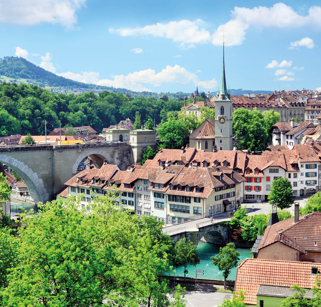 Bern cityscape on a sunny summer day, Switzerland
