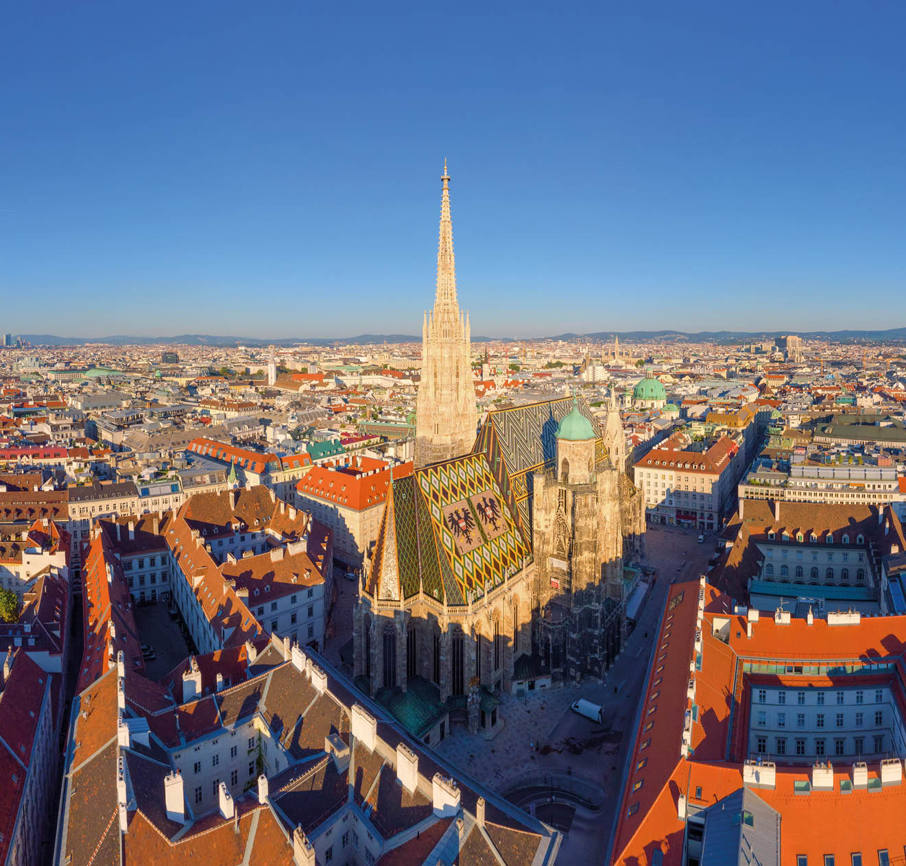 Aerial view Of Vienna with St. Stephen's Cathedral