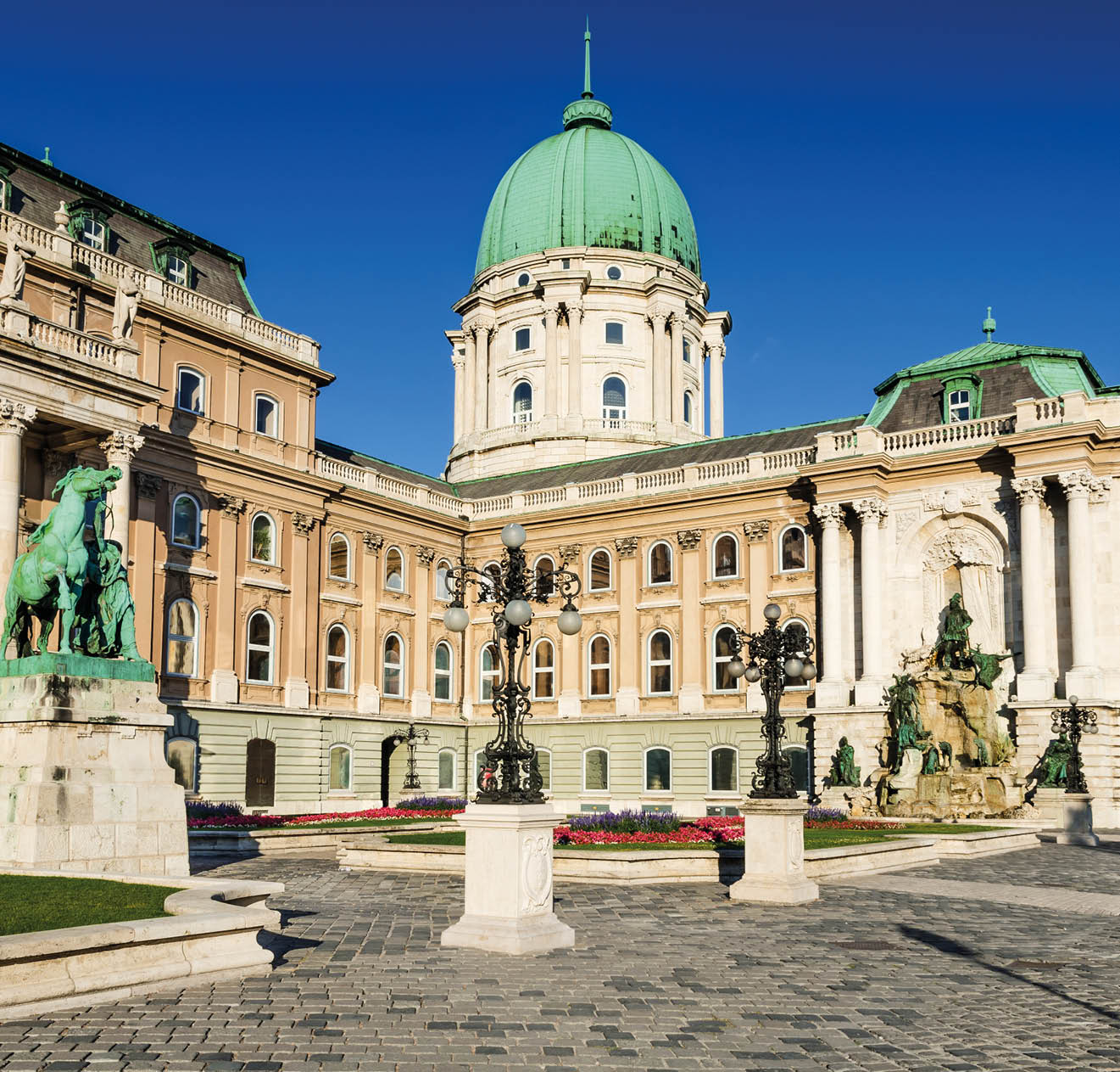Buda Castle was built on the southern tip of Castle Hill in 1265AD, famous for medieval baroque. Budapest, Hungary.