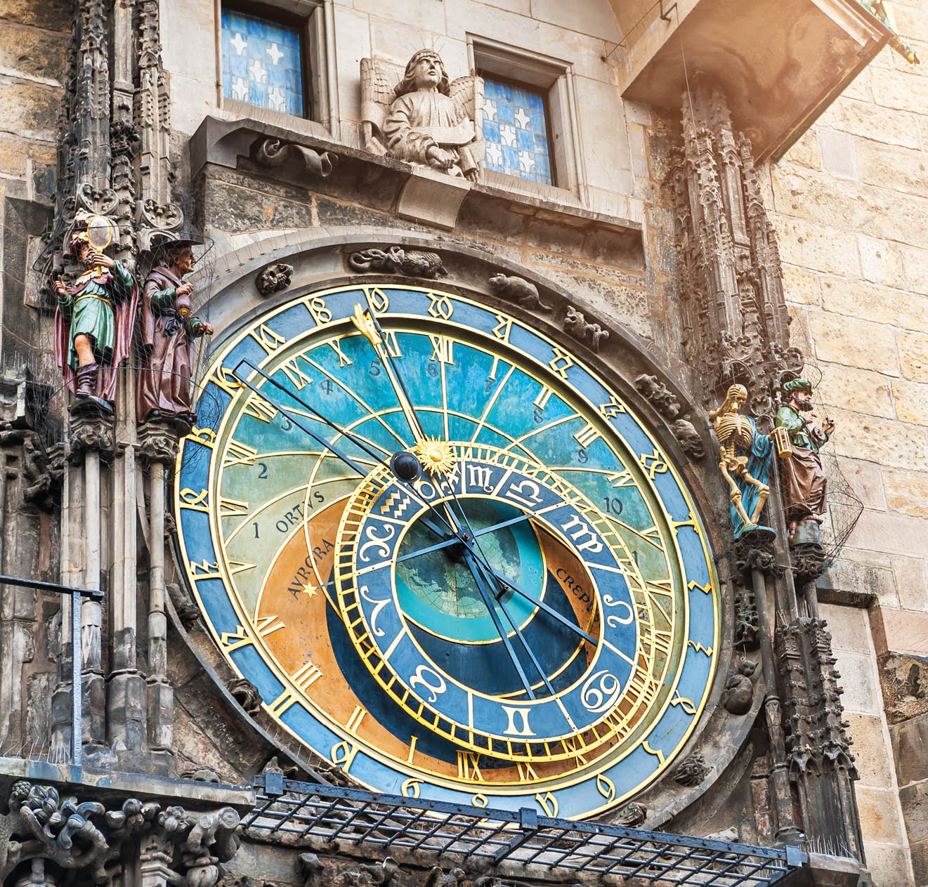 Historical medieval astronomical clock in Old Town Square in Prague, Czech Republic
