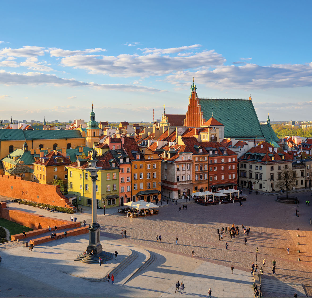 Aerial view of the old city in Warsaw. HDR - high dynamic range