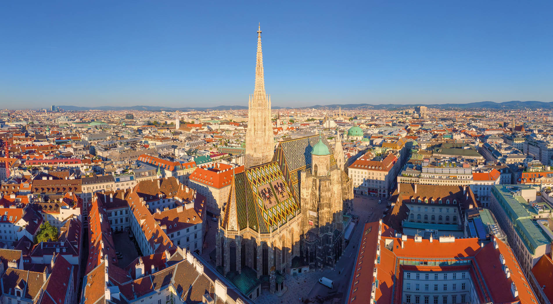 Aerial view Of Vienna with St. Stephen's Cathedral