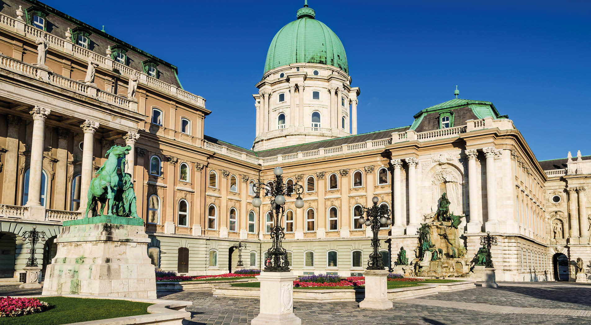 Buda Castle was built on the southern tip of Castle Hill in 1265AD, famous for medieval baroque. Budapest, Hungary.