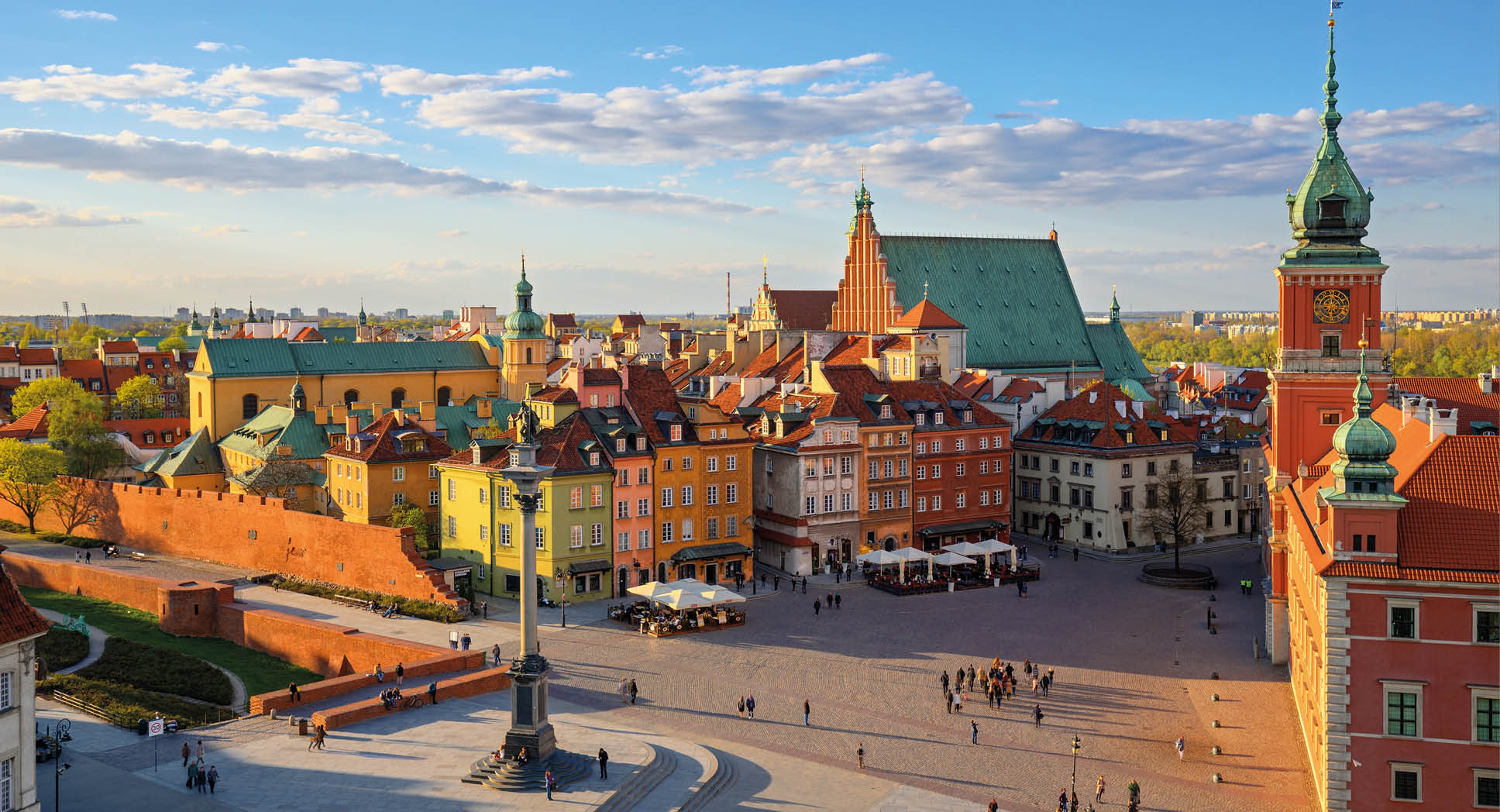 Aerial view of the old city in Warsaw. HDR - high dynamic range