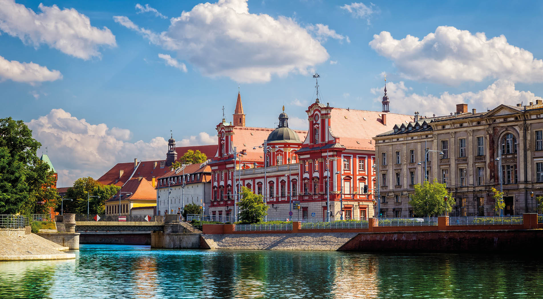 Historic tenement houses in the old town of Wroclaw, Poland
