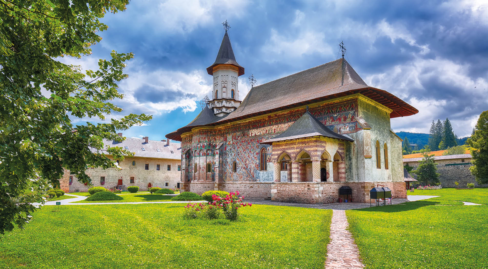 Splendid summer scene of Sucevita Monastery Romanian Orthodox monastery. Eastern Orthodox Church, built in 1585 by Ieremia Movila, commune of Sucevitai, Bukovina region, Romania, Europe