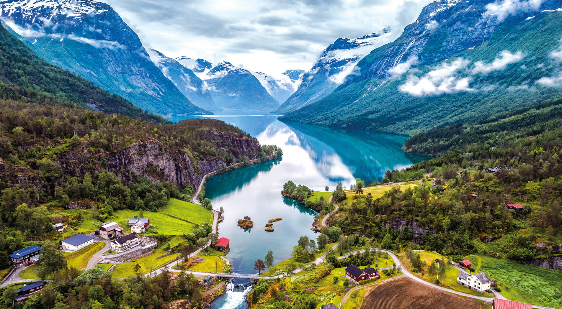 Beautiful Nature Norway natural landscape aerial photography.