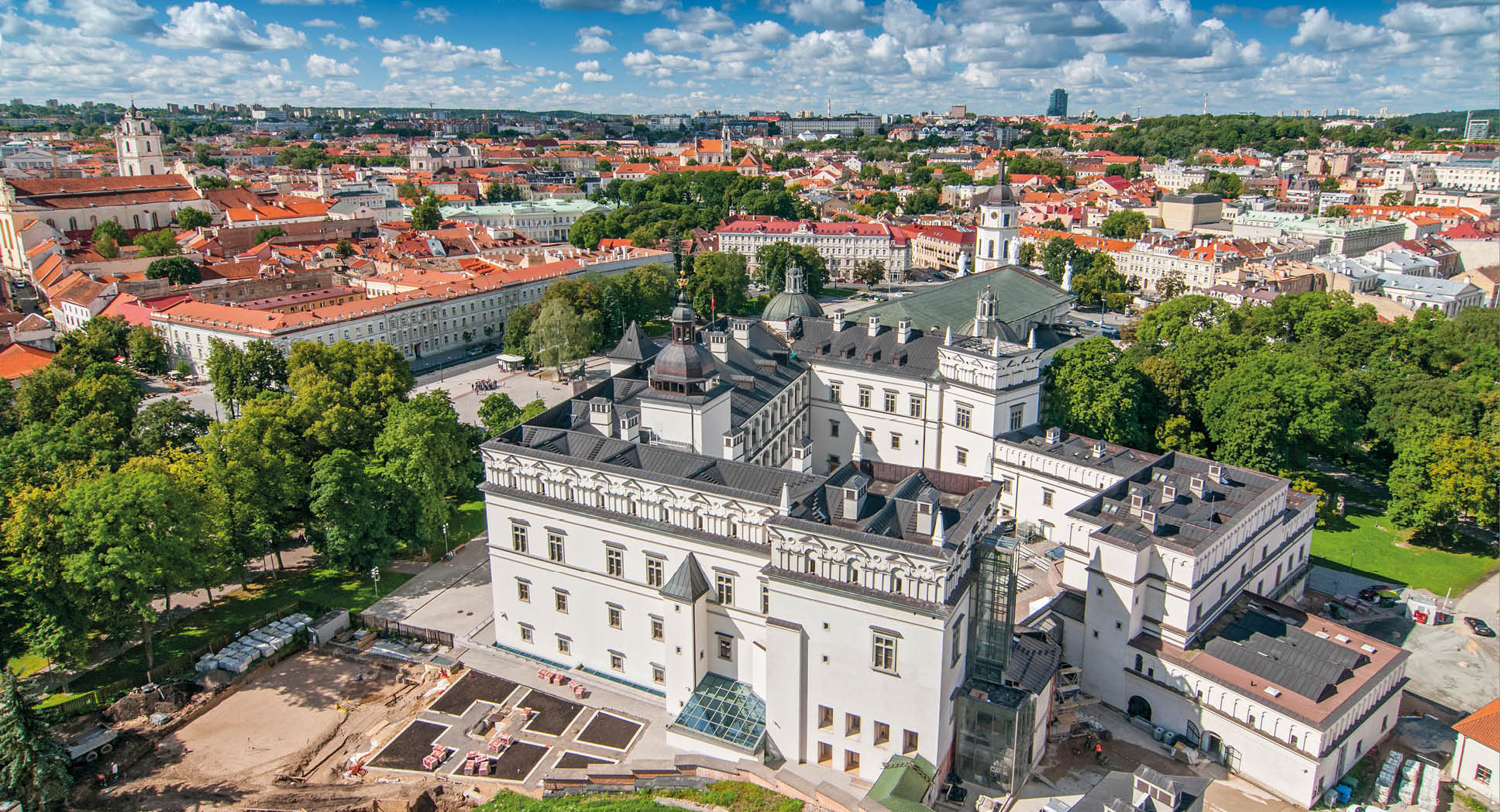 View of Cathedral Square of Vilnius, Lithuania. The Cathedral of Vilnius is the heart of Catholic spiritual life in Lithuania.