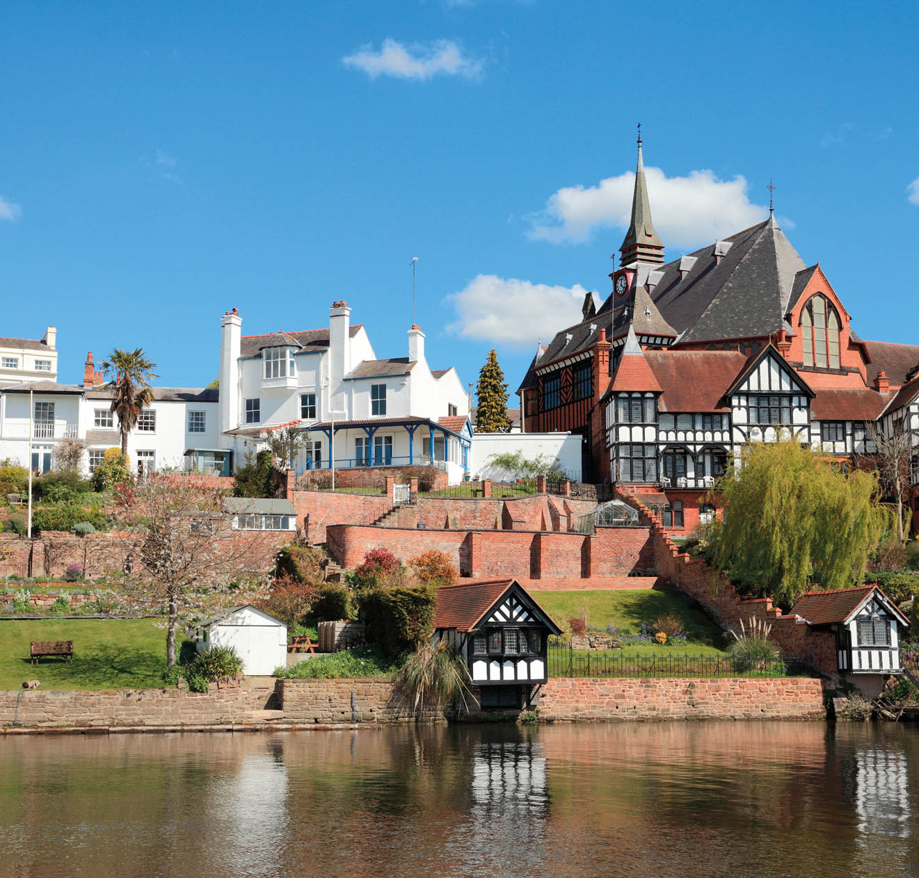 Beautiful Chester homes and gardens by the River Dee. More here: