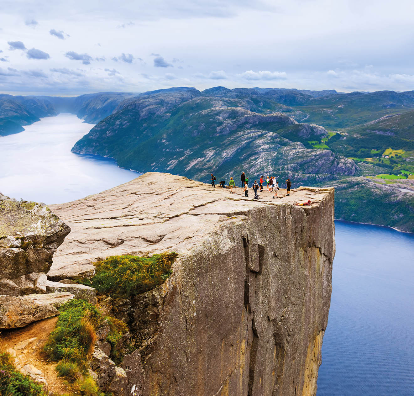 Cliff Preikestolen in fjord Lysefjord - Norway - nature and travel background