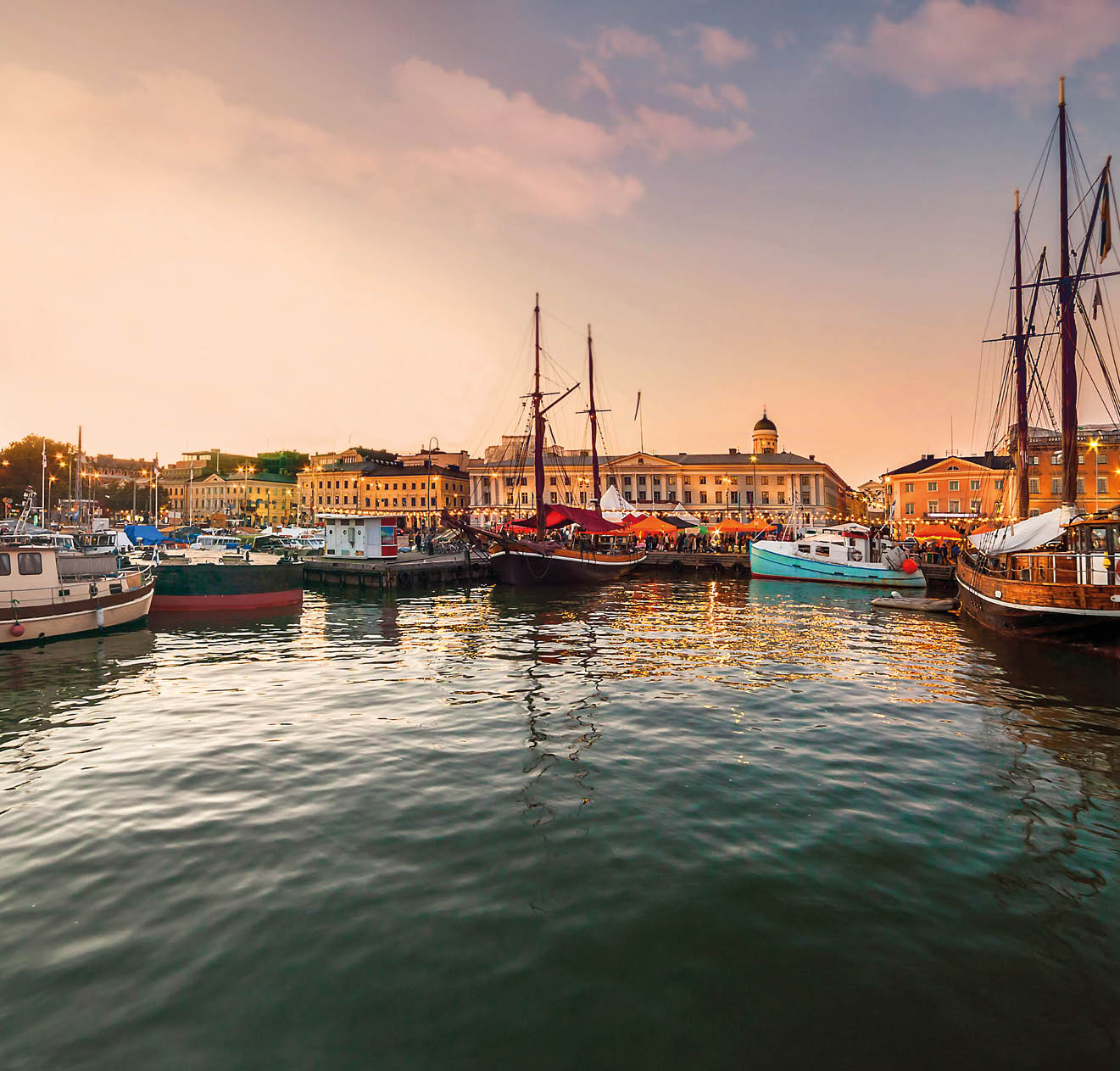 Helsinki, port at sunset