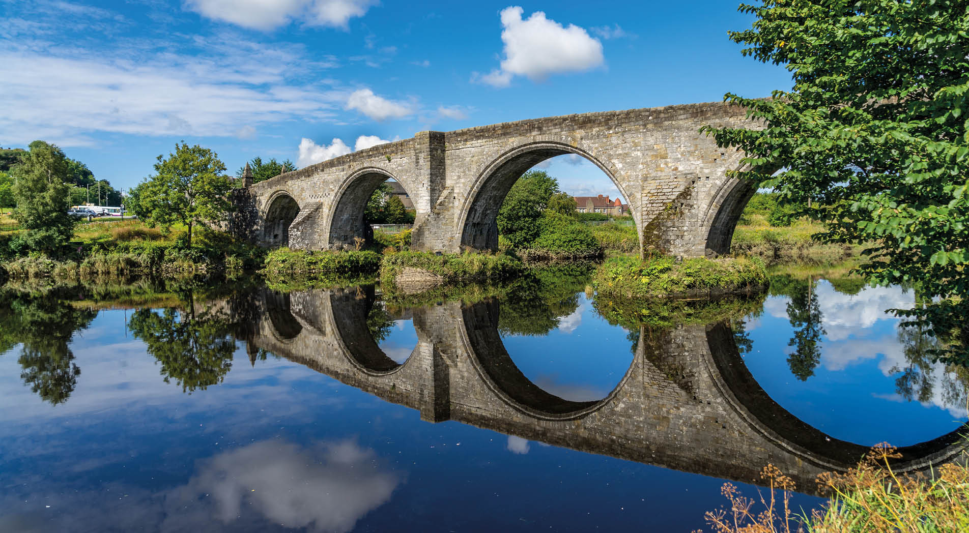 Stirling Bridge, Scotland, scene of the historic Battle of Stirling Bridge where Scots led by William Wallace defeated the English in 1297