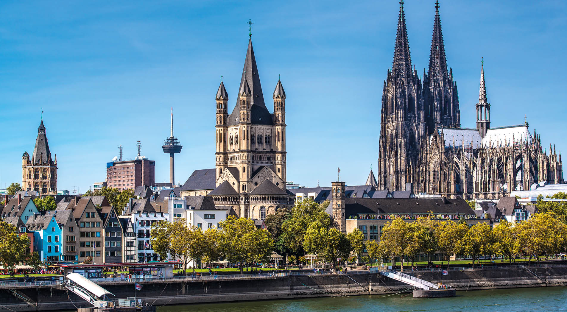 Cologne, Germany aerial view over the Rhine River.